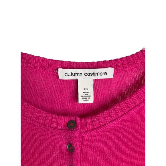 Autumn Cashmere Sweater Womens Sz XS Magenta Studded Skull Detail Half Button - Picture 2 of 7